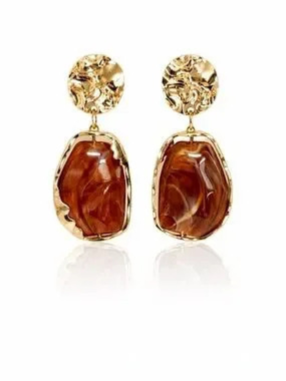Gold and Brown Resin Drop Earrings - Women Jewelry